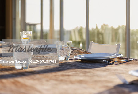 Place settings on dining table