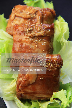 Rice balls wrapped in sliced meat Rice balls wrapped in sliced meat