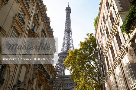Eiffel Tower framed by buildings, Paris, France Eiffel Tower framed by buildings, Paris, France