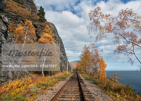 Autumn on the Circum-Baikal Road to the south of Lake Baikal