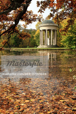 The Apollotemple - a neoclassical monopteros temple in the Nymphenburg Castle park in Munich, Germany.