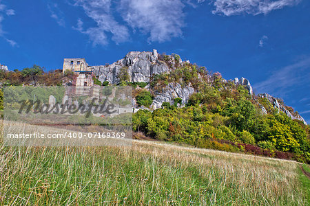 Autumn colors of Kalnik mountain, old fortress on the ridge