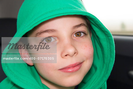 closeup of cute young eleven years boy