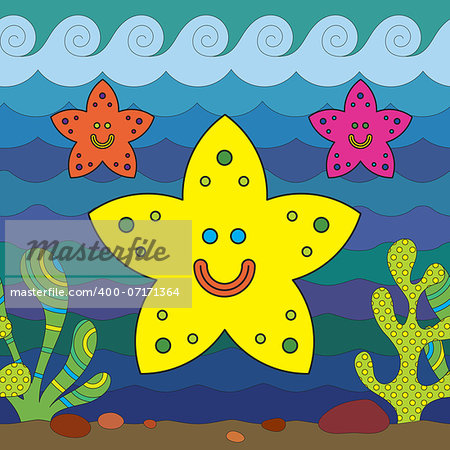 Stylize fantasy starfish under water.