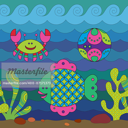 Stylize fantasy fishes under water.