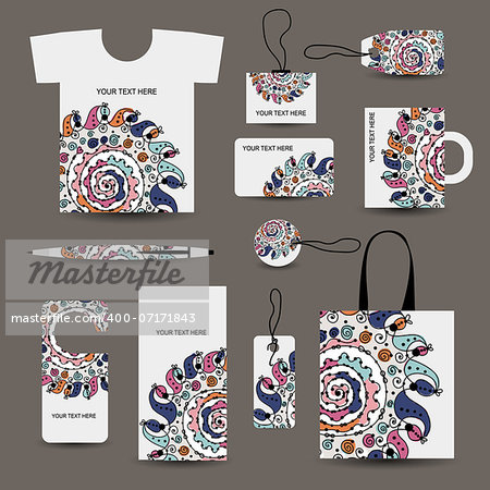 Corporate business style design: tshirt, labels, mug, bag, cards