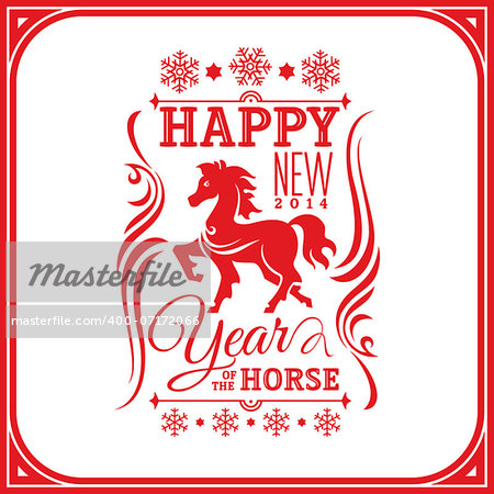 Year of the horse greeting card vector illustration