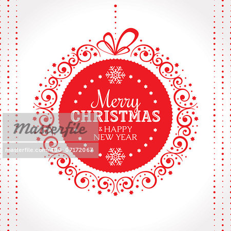 Christmas and New Year ornate greeting card vector illustration