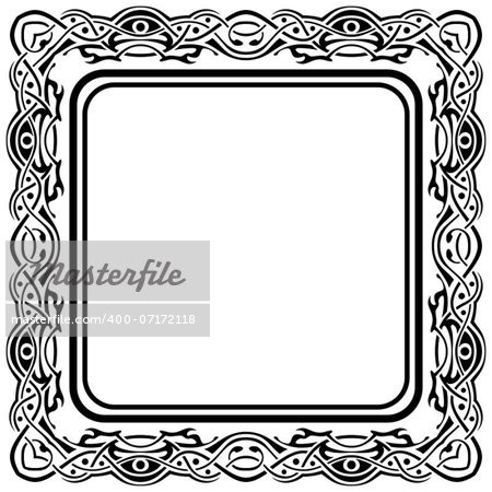 Black frame with ornamental border on white background