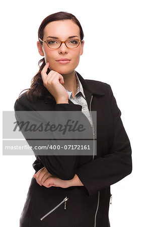 Mixed Race Businesswoman Isolated on White Background.