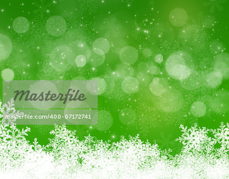 Abstract green and white christmas background with snowflakes