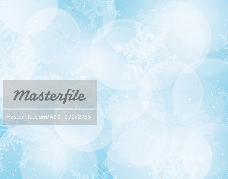 Abstract blue and white christmas background with snowflakes