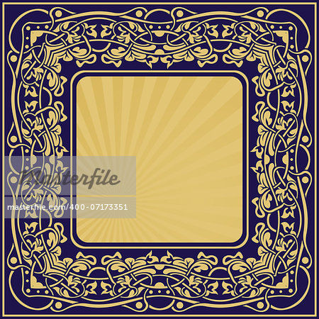 Gold vintage frame with floral ornamental border