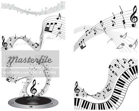 Musical note staff set. EPS 10 vector illustration without transparency.