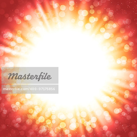 Vector abstract background with sunburst and bokeh lights