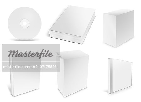 collection of various blank white paper on white background