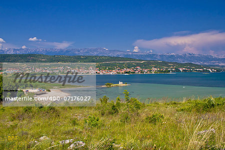 Posedarje bay and Velebit mountain, Dalmatia, Croatia