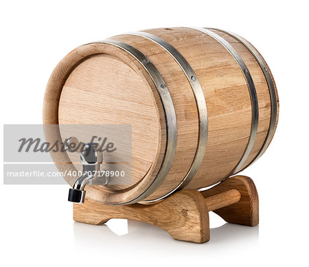 Wooden wine barrel isolated on a white background