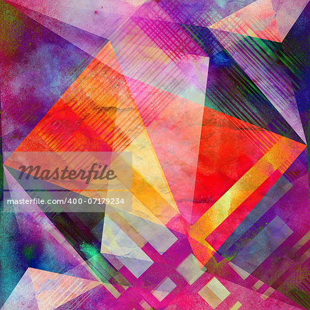 watercolor bright multicolored geometric abstract pattern of different triangles