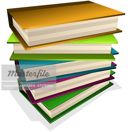 Vector illustration pile of books isolated on white