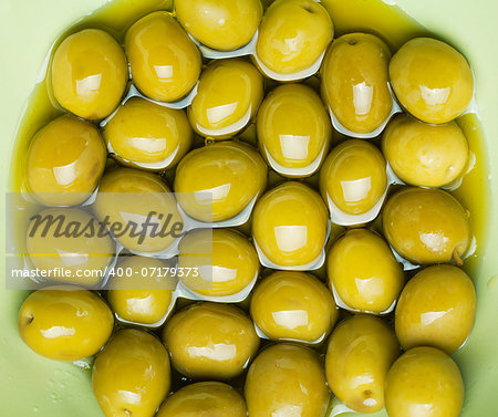 Green olives in olive oil