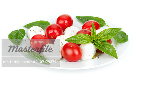 Caprese salad. Isolated on white background