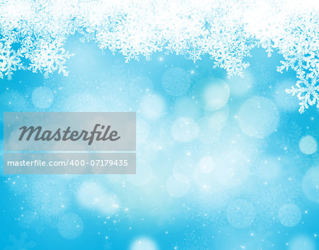 Abstract blue and white christmas background with snowflakes