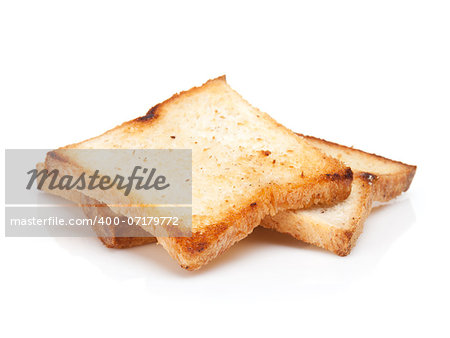Toasted bread slices. Isolated on white background