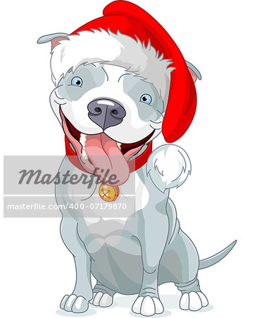Illustration of Christmas Pit Bull Dog