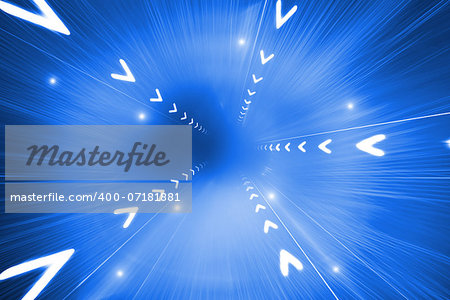 Bright futuristic arrows on blue background