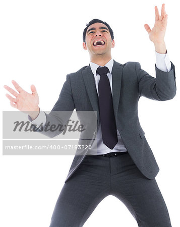 Excited businessman catching