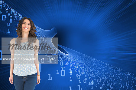 Composite image of smiling beautiful brunette posing