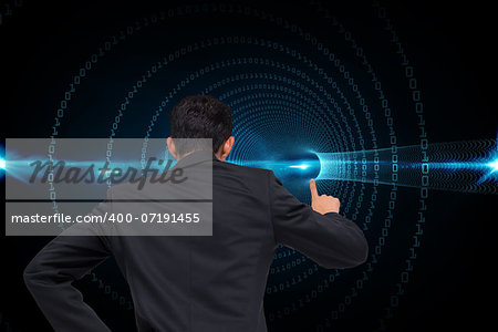 Composite image of asian businessman pointing