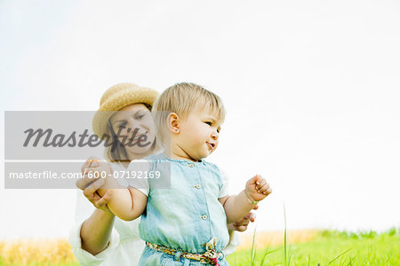 Mother and Baby Daughter Outdoors, Mannheim, Baden-Wurttemberg, Germany