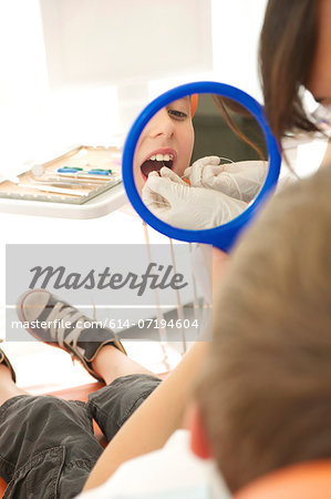 Dental patient flossing teeth