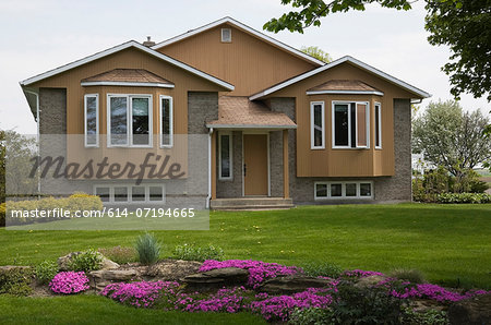 Residential home and garden, Quebec, Canada