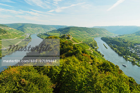 Moselle River and Marienburg Castle, near Bullay, Rhineland-Palatinate, Germany