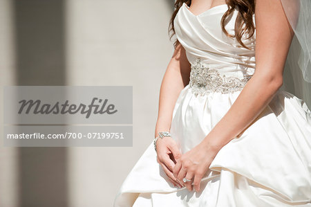 Close-up Detail of Bride's Wedding Dress