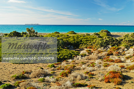 Coastal scene at Apolakkia Bay, Rhodes, Dodecanese, Aegean Sea, Greece, Europe
