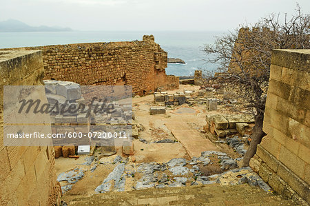 The Acropolis at Lindos, Rhodes, Dodecanese, Aegean Sea, Greece, Europe