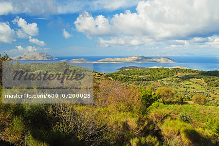 View of Alimia Island and Aegean Sea from Rhodes, Dodecanese, Aegean Sea, Greece, Europe