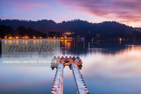 Kandy Lake at sunrise, Kandy, Central Province, Sri Lanka, Asia