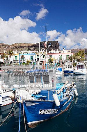 Fishing boat at the old port of Puerto de Mogan, Gran Canaria, Canary Islands, Spain, Atlantic, Europe