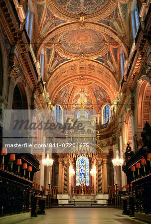 The interior of St Paul's Cathedral which was designed by architect Sir Christopher Wren, London, England