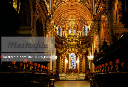 Interior of St Paul's Cathedral which was designed by architect Sir Christopher Wren, London, UK