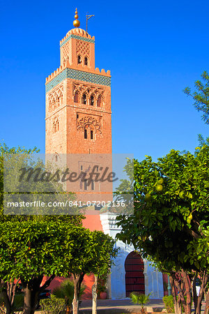 Minaret, Koutoubia Mosque dating from 1147, UNESCO World Heritage Site, Marrakech, Morocco, North Africa, Africa