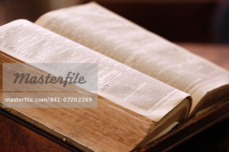 Old Bible in English, Geneva, Switzerland, Europe