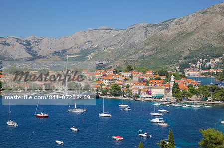 View of Old Town and Adriatic Coast, Cavtat, Dubrovnik Riviera, Dalmatian Coast, Dalmatia, Croatia, Europe