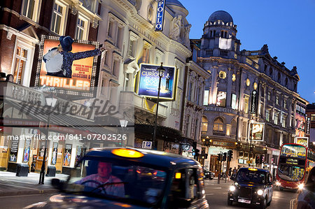 Theatres at night, Shaftesbury Avenue, London, England, United Kingdom, Europe