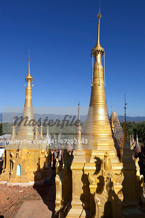 Shwe Inn Thein Pagoda, containing 1054 17th and 18th century Zedi, Inle Lake, Shan State, Myanmar (Burma), Asia